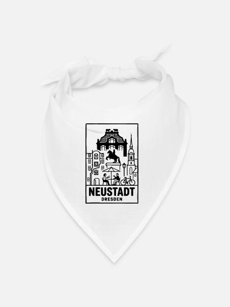 Dresden Neustadt Silhouette - Bandana Dreieckstuch - Weiß