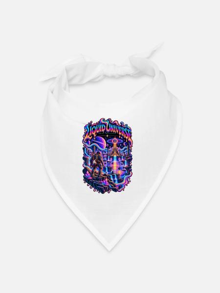 FLÜSSIGES UNIVERSUM | Neon Horizonte - Bandana Dreieckstuch - Weiß