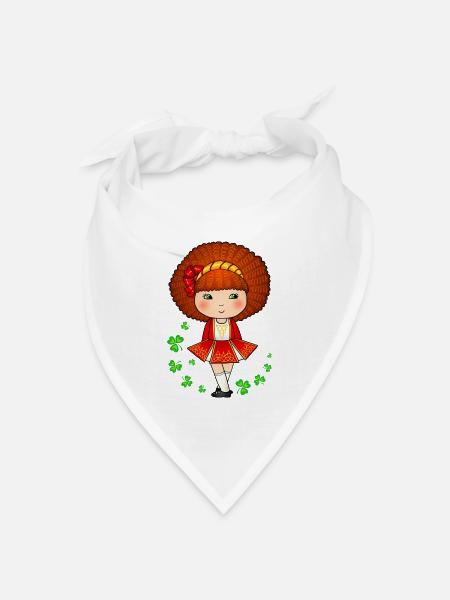 Süßes irisches Tänzermädchen im roten Kleid - Bandana Dreieckstuch - Weiß