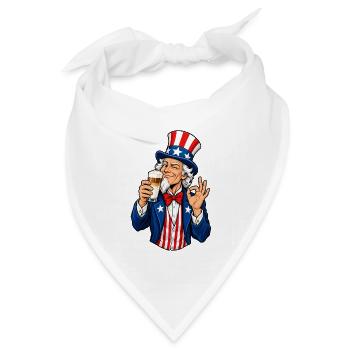 Amerikanischer Patriot mit Latte Macchiato - Bandana Dreieckstuch - Weiß - Vorne