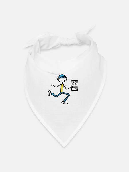 Mann mit Zeitung - Bandana Dreieckstuch - Weiß