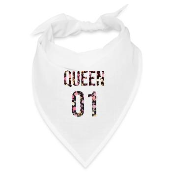Queen King Queen Pärchenoutfit Blumenmuster - Bandana Dreieckstuch - Weiß - Vorne
