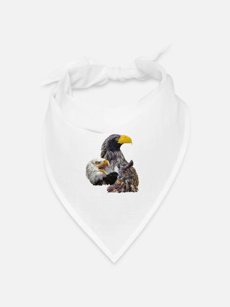 Pigargos und Eule - Bandana Dreieckstuch - Weiß