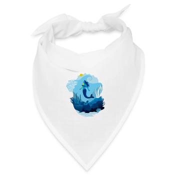 Meerjungfrauen-Meereslandschaft, beleuchtet von Schildkrötensonne - Bandana Dreieckstuch - Weiß - Vorne