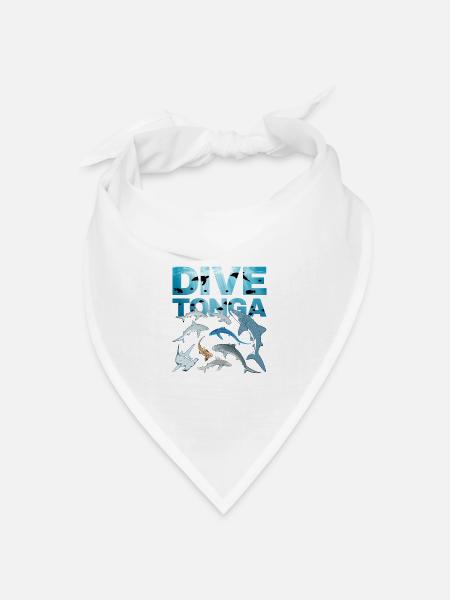 DIVE Tonga Haiarten Tigerhai Walhai Blauhai - Bandana Dreieckstuch - Weiß