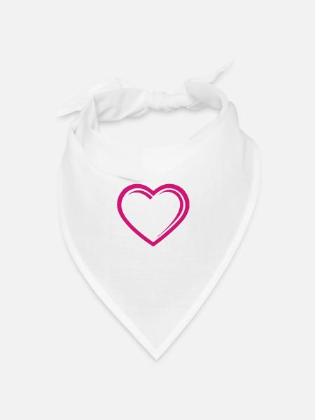 Herz - Bandana Dreieckstuch - Weiß
