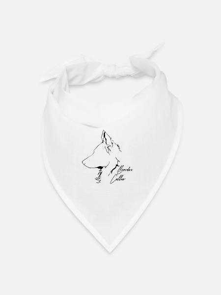 BORDER COLLIE Profil Hunde Hund Wilsigns - Bandana Dreieckstuch - Weiß