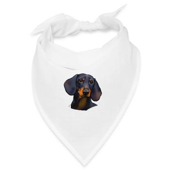 Schwarz-brauner Dackel (ohne Text) leichte Textilien - Bandana Dreieckstuch - Weiß - Vorne
