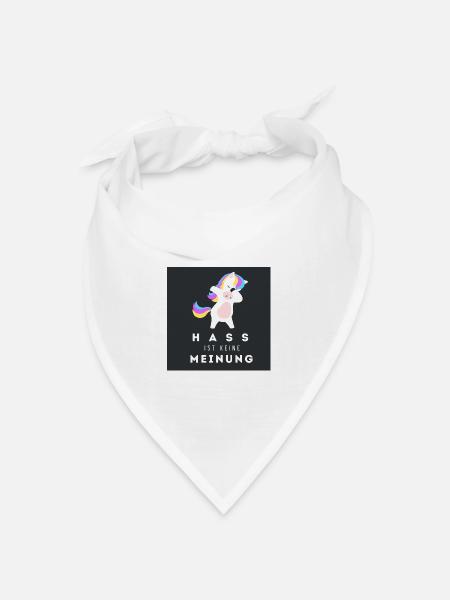 Einhorn Hass ist keine Meinung BDG - Bandana Dreieckstuch - Weiß