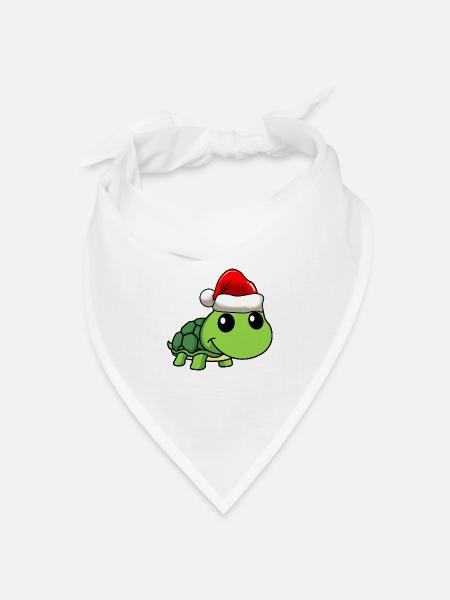 Schildkröte Comic Weihnachten - Bandana Dreieckstuch - Weiß