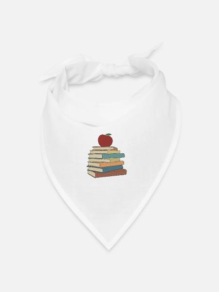 Apple auf Buchstapel - roter Apfel & Bücher - Bandana Dreieckstuch - Weiß