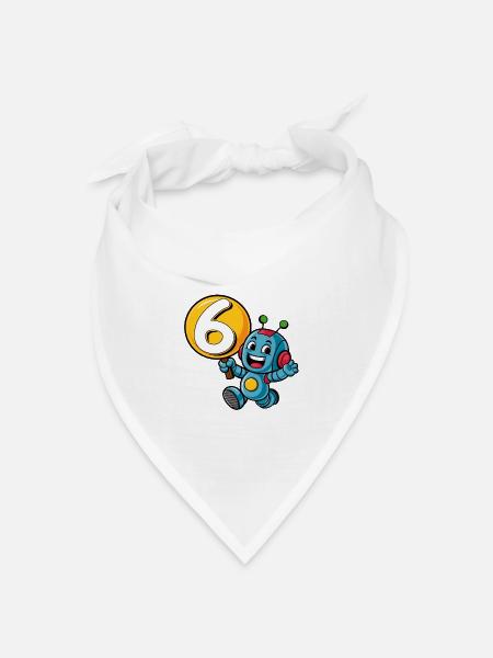Endlich 6 Jahre sechs sechster Geburtstag Roboter - Bandana Dreieckstuch - Weiß
