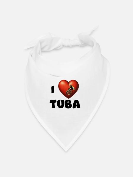 I love Tuba - Bandana Dreieckstuch - Weiß