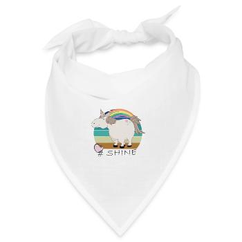 Retro Vintage Einhorn mit Spruch: Shine - Bandana Dreieckstuch - Weiß - Vorne