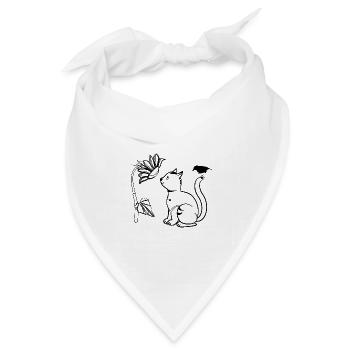 katze blume vogel - Bandana Dreieckstuch - Weiß - Vorne