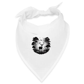 Hirsch Wald Panorama wilde Tiere Jagd Outdoor - Bandana Dreieckstuch - Weiß - Vorne