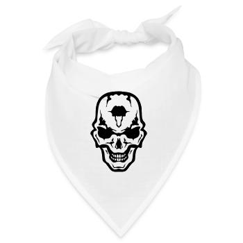 Kopf des Todes Schädel Gothic Gothic Kranich - Bandana Dreieckstuch - Weiß - Vorne