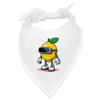 Coole Zitrone mit VR Brille Gamer Shirt - Bandana Dreieckstuch - Weiß - Vorne