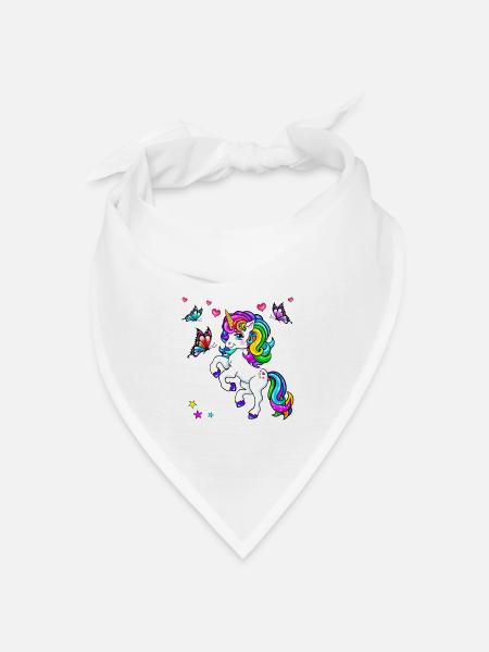 Einhorn mit Schmetterling - Bandana Dreieckstuch - Weiß