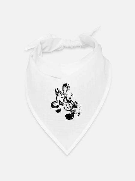 Notenschlüssel Noten - Bandana Dreieckstuch - Weiß