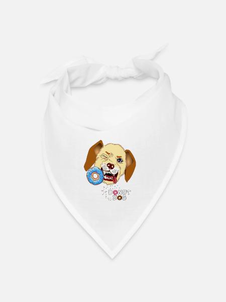 Hund beißt Donut - Bandana Dreieckstuch - Weiß