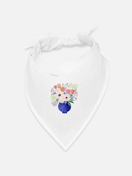 Blumenstrauß. Modern. Personalisierbares Geschenk. - Bandana Dreieckstuch - Weiß