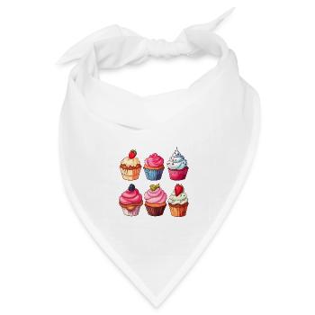 Cupcakes Cupcake Süßigkeiten Backwaren - Bandana Dreieckstuch - Weiß - Vorne