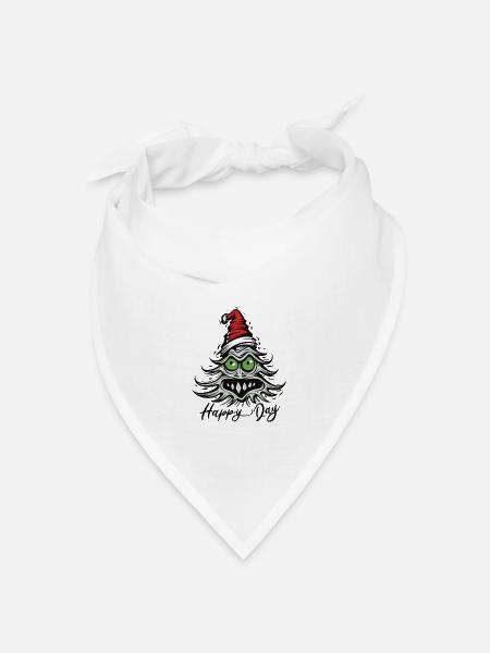 Lustiger Verrückter Weihnachtsbaum Weihnachten - Bandana Dreieckstuch - Weiß