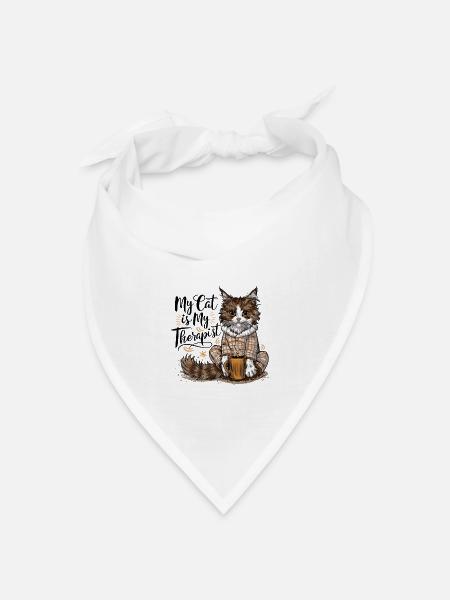 My Cat Is My Therapist Katze Liebhaber Geschenk - Bandana Dreieckstuch - Weiß