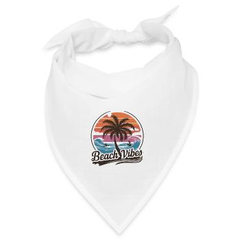 Beach Vibes Retro Surfer Palmenstrand Urlaub - Bandana Dreieckstuch - Weiß - Vorne