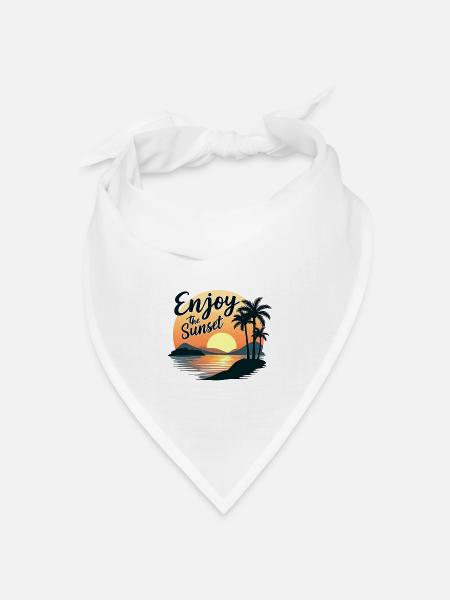 Enjoy the Sunset Sonnenuntergang Sommer Vibes - Bandana Dreieckstuch - Weiß