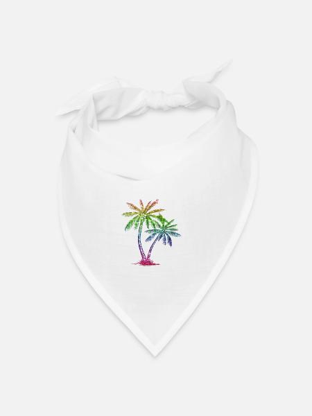 Glitzer Palme - Bandana Dreieckstuch - Weiß
