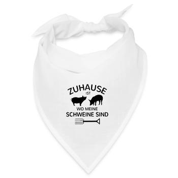Schwein Schweinchen Landwirt Geschenk Bauer Farm - Bandana Dreieckstuch - Weiß - Vorne