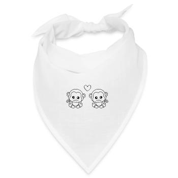 Affe Comic Paar Liebe - Bandana Dreieckstuch - Weiß - Vorne