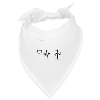 Windrad Puls Herz Liebe - Bandana Dreieckstuch - Weiß - Vorne