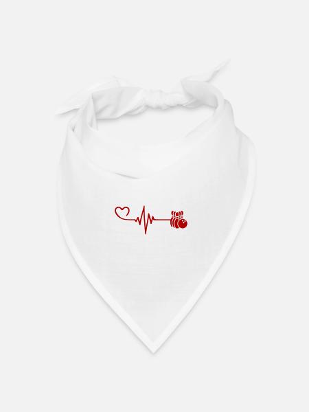 Kegeln Herzschlag - Bandana Dreieckstuch - Weiß
