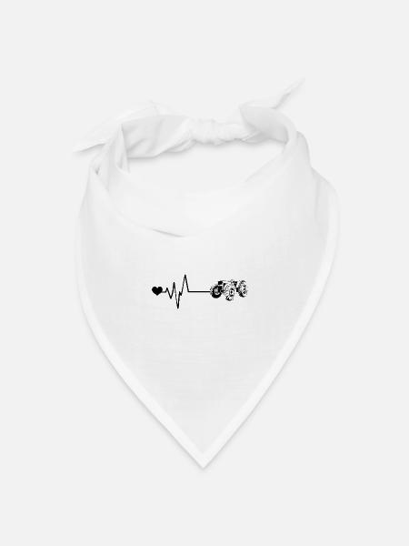 Traktor Puls Herz Liebe - Bandana Dreieckstuch - Weiß