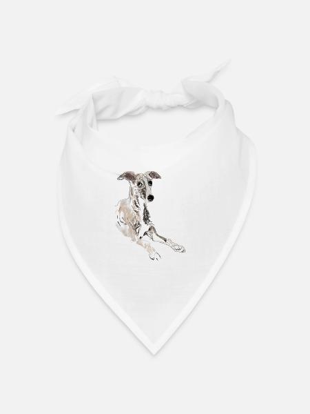 Eleganter Whippet - Bandana Dreieckstuch - Weiß