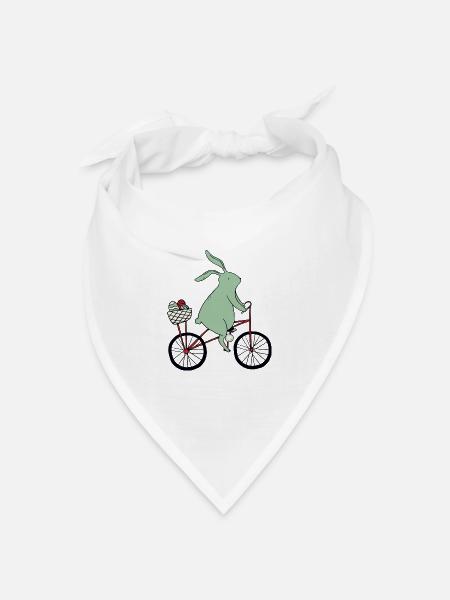 Osterhase auf Fahrrad - Bandana Dreieckstuch - Weiß