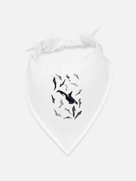 Delfine und Orcas - Delphine rundum - Dauphins - Bandana Dreieckstuch - Weiß
