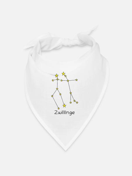 Sternzeichen Zwillinge - Bandana Dreieckstuch - Weiß
