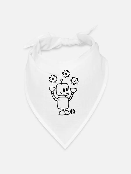 Happy Juggling Robot - Bandana Dreieckstuch - Weiß