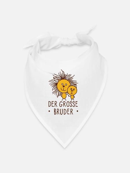 Der große Bruder Löwe - Bandana Dreieckstuch - Weiß