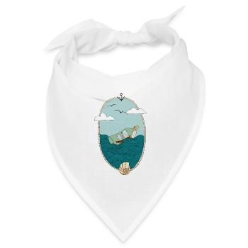 Salzwasserliebe I Martime Botschaft aus dem Meer - Bandana Dreieckstuch - Weiß - Vorne