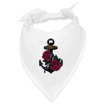 Anker und Rosen - Bandana Dreieckstuch - Weiß - Vorne