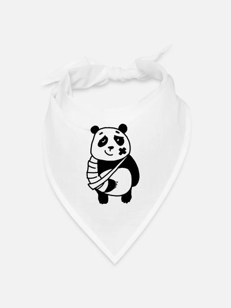 Panda gebrochener Arm - Bandana Dreieckstuch - Weiß