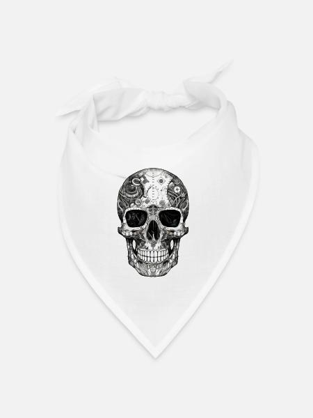Gruseliger Machinen Totenkopf Schädel im Goth Stil - Bandana Dreieckstuch - Weiß