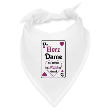 Skat Herz Dame Ass im Ärmel Schrift Mau-Mau - Bandana Dreieckstuch - Weiß - Vorne