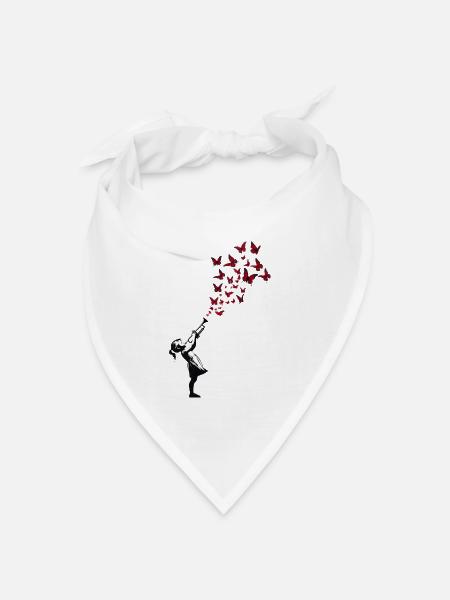 Mädchen mit Trompete Schmetterling Streetart Stil - Bandana Dreieckstuch - Weiß