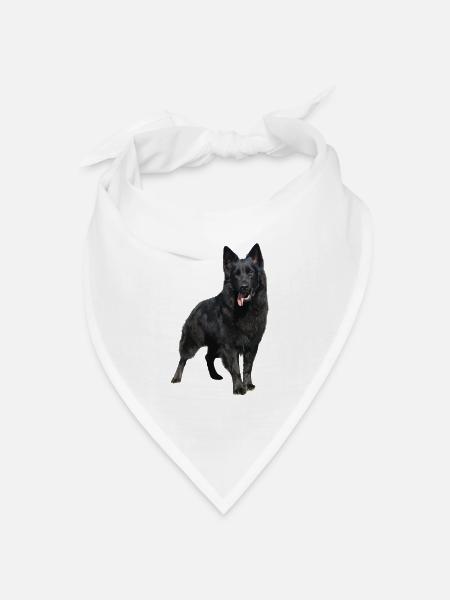 schwarzer Schäferhund - Bandana Dreieckstuch - Weiß